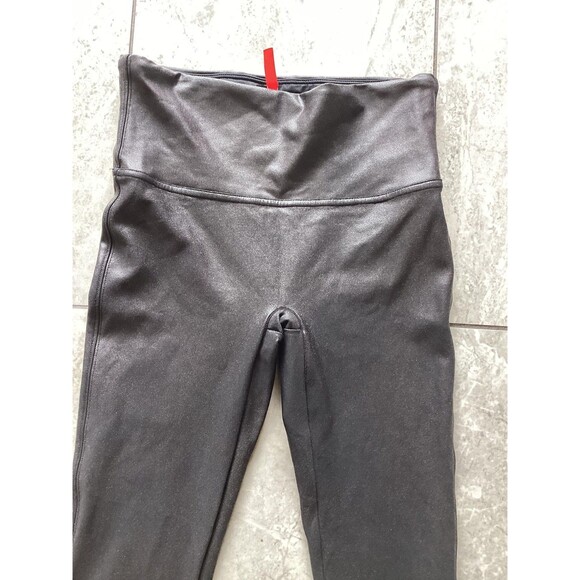 Spanx Leggings Womens Medium Black Faux Leather High Rise Shaping Pull On Ankle - Picture 3 of 7